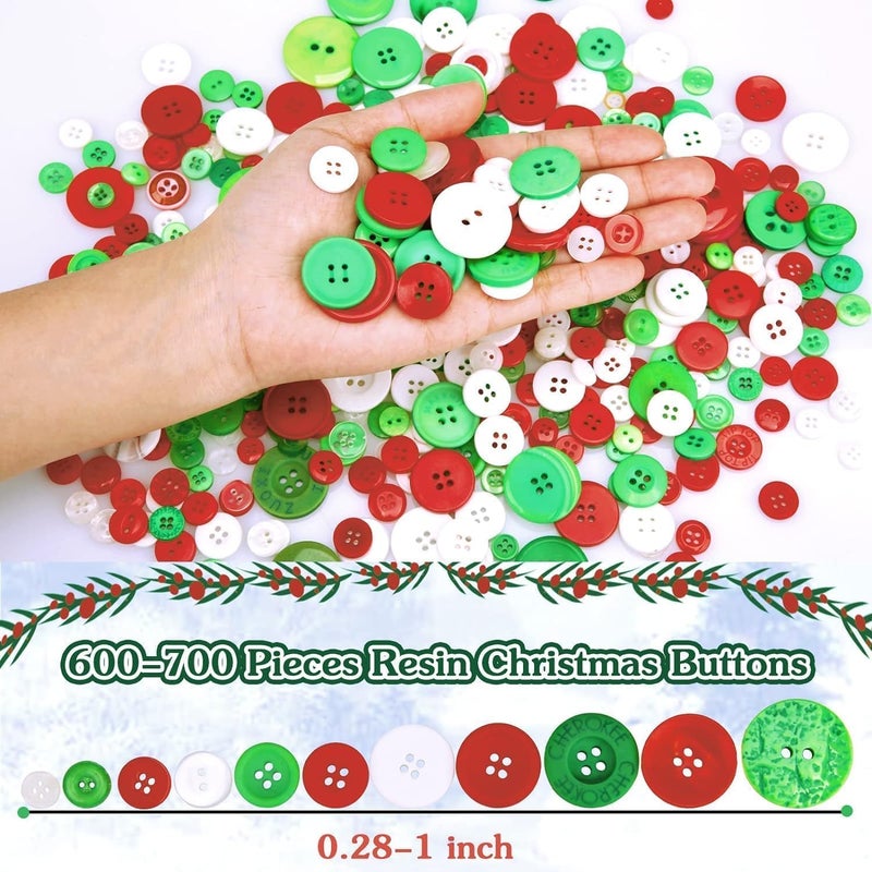 Greentime 350-400PCS Resin Chiristmas Buttons Assorted Buttons 2 and 4 Holes Round Craft for Christmas Party Decorations Sewing DIY Crafts Manual Button Painting,DIY Handmade Ornament… - Image 3